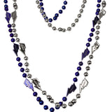 42" 10mm Blue & Silver Necklace with 6 Lightning Bolt Inserts (Case - 10 Dozen)