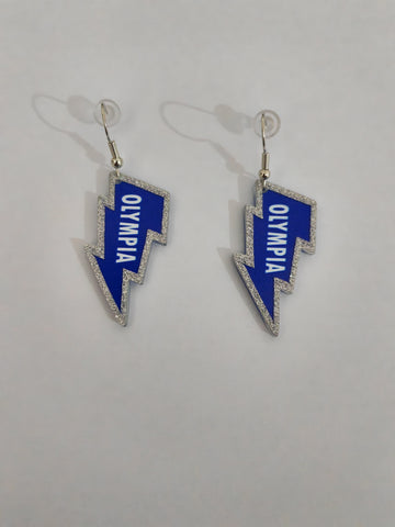 Acrylic Lighting Bolt Earrings with Glitter Trim Around Edges, 1.5", Glued Post Backing (12 Pairs)